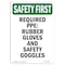 Signmission OSHA Sign, Required PPE Rubber Gloves And, 10in X 7in Rigid Plastic, 7" W, 10" H, Portrait OS-SF-P-710-V-11225 - alternate 1
